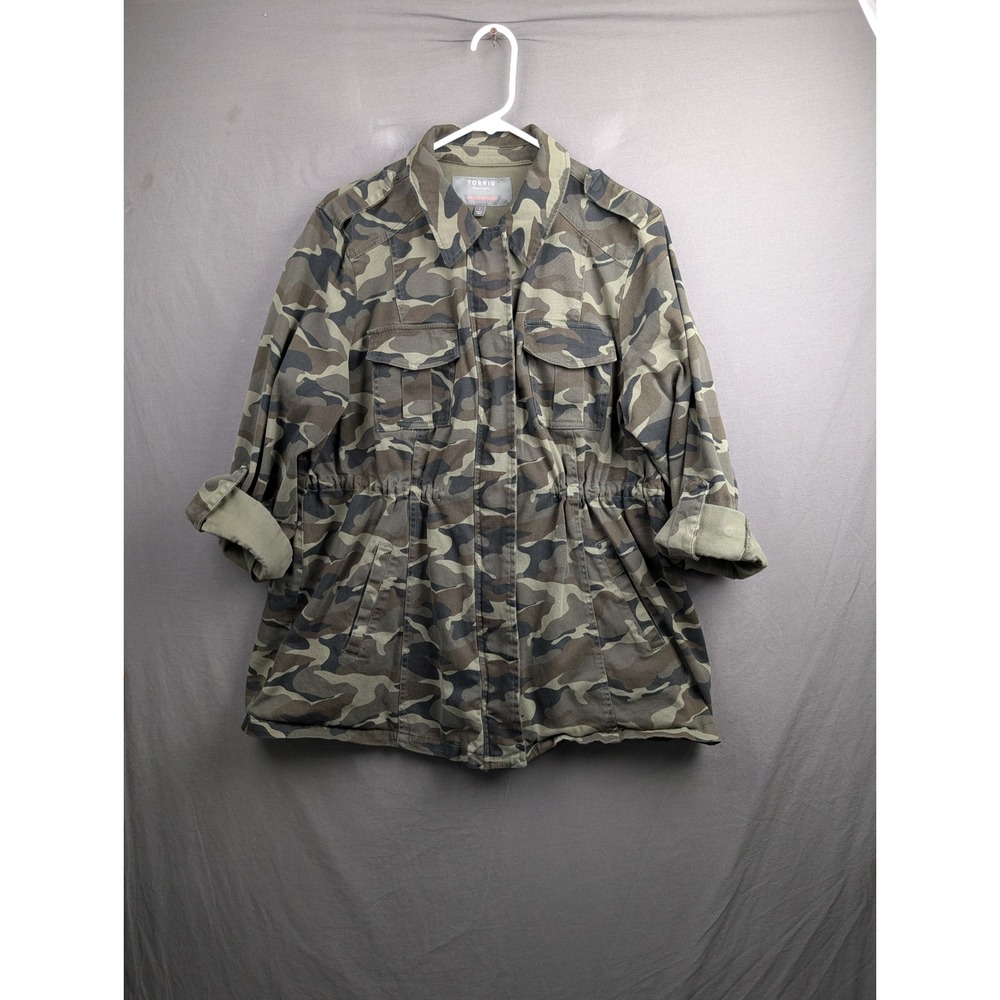 Torrid Womens Camo Military Utility Jacket Green Plus Size‎ 2